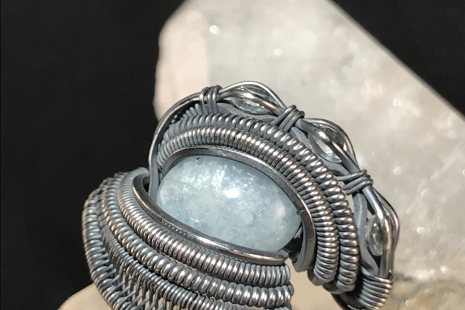 Aquamarine “Trinity Series” Silver Ring SIZE 6.5