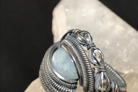 Aquamarine “Trinity Series” Silver Ring SIZE 6.5