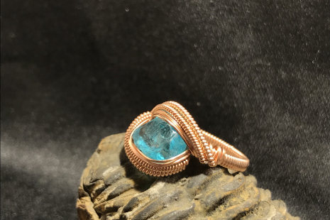 Brazilian Blue Apatite Rose Gold “mini” Ring SIZE 8