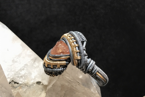 Imperial Topaz Oxidized Sterling Silver w/14kt Gold Ring SIZE 7.5-8