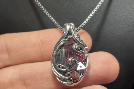 Purple Apatite, Sapphire w/Spinels Amulet