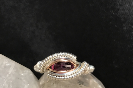 Faceted Garnet Silver “mini” Ring SIZE 6