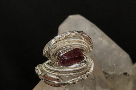 Triple Pink Tourmaline Silver Ring SIZE 7