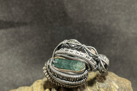 Tourmaline Oxidized Silver Ring Size 8