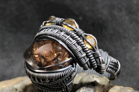 Rutile Quartz “Trinity Series” Silver Ring Size 9.5