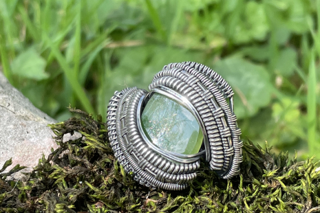 Jade Oxidized Silver Ring Size 11-11.5