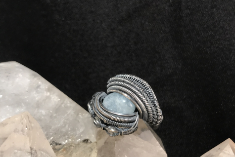Aquamarine “Trinity Series” Silver Ring SIZE 6.5