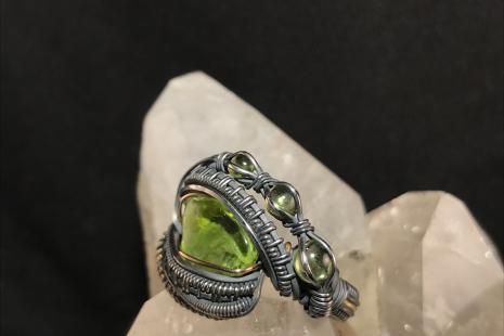 Peridot “Trinity Series” Oxidized Silver Ring SIZE 8.5-9