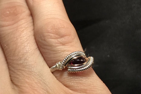 Faceted Garnet Silver “mini” Ring SIZE 6
