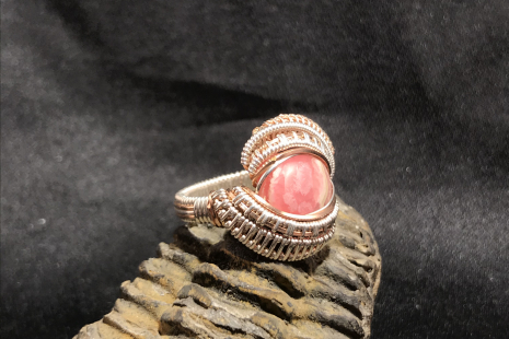 Rhodochrosite Sterling Silver Ring SIZE 7.5