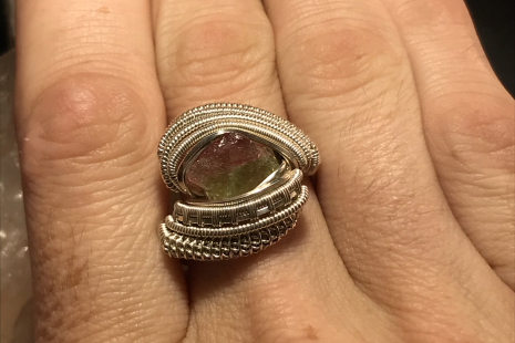 Watermelon Tourmaline Sterling Silver Ring Size 11