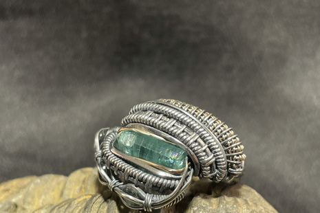 Tourmaline Oxidized Silver Ring Size 8