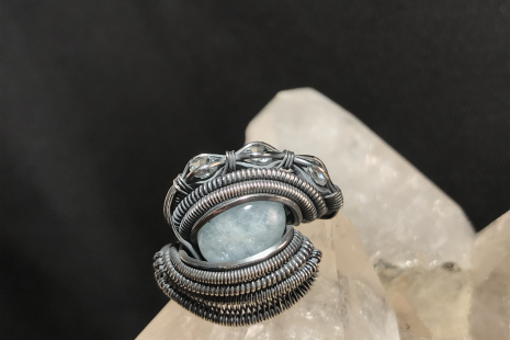 Aquamarine “Trinity Series” Silver Ring SIZE 6.5