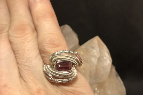 Triple Pink Tourmaline Silver Ring SIZE 7