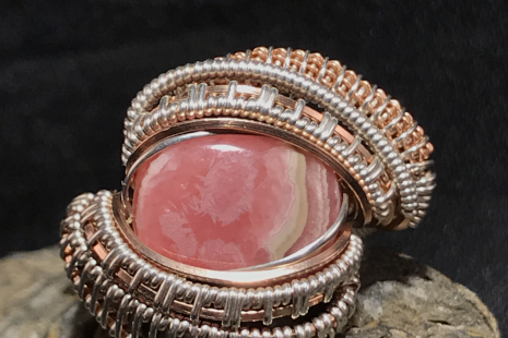 Rhodochrosite Sterling Silver Ring SIZE 7.5