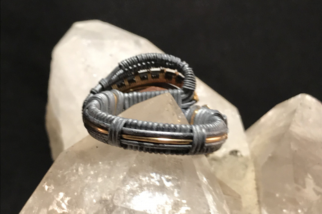 Imperial Topaz Oxidized Sterling Silver w/14kt Gold Ring SIZE 7.5-8