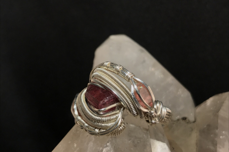 Triple Pink Tourmaline Silver Ring SIZE 7