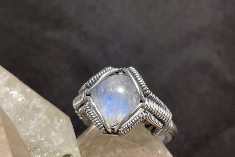 Moonstone Silver Ring Size 6