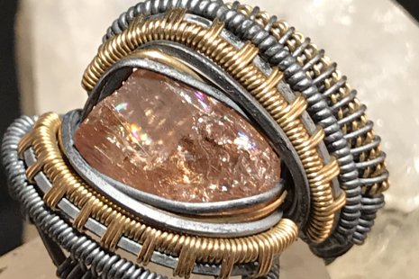 Imperial Topaz Oxidized Sterling Silver w/14kt Gold Ring SIZE 7.5-8