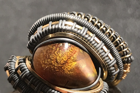 Fire Agate Oxidized Silver Ring SIZE 6.5
