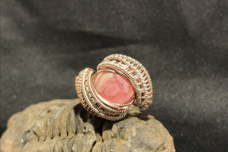 Rhodochrosite Sterling Silver Ring SIZE 7.5