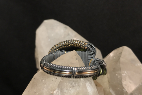 Peridot “Trinity Series” Oxidized Silver Ring SIZE 8.5-9
