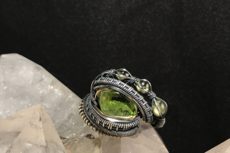 Peridot “Trinity Series” Oxidized Silver Ring SIZE 8.5-9