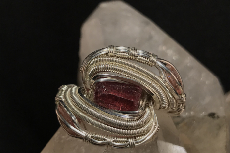 Triple Pink Tourmaline Silver Ring SIZE 7