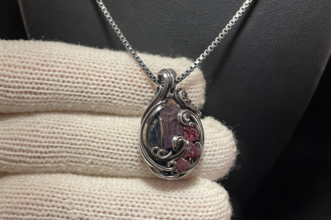 Purple Apatite, Sapphire w/Spinels Amulet