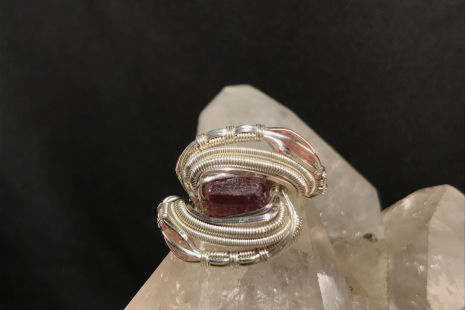 Triple Pink Tourmaline Silver Ring SIZE 7
