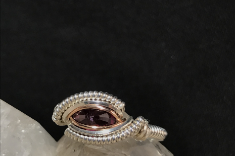 Faceted Garnet Silver “mini” Ring SIZE 6