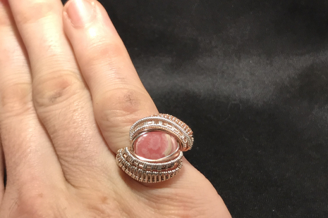 Rhodochrosite Sterling Silver Ring SIZE 7.5
