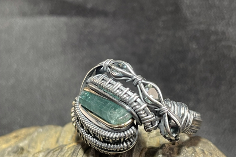 Tourmaline Oxidized Silver Ring Size 8