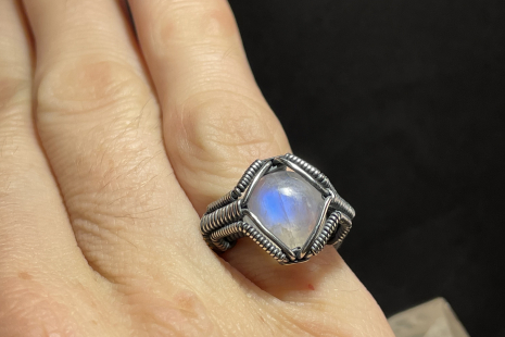Moonstone Silver Ring Size 6