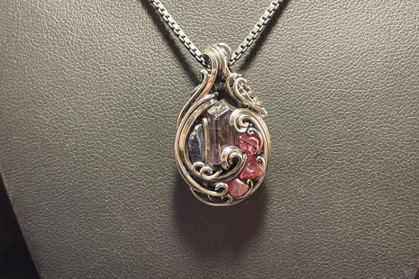 Purple Apatite, Sapphire w/Spinels Amulet