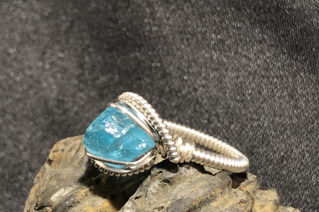 Blue Apatite Silver “mini” Ring SIZE 5-5.5