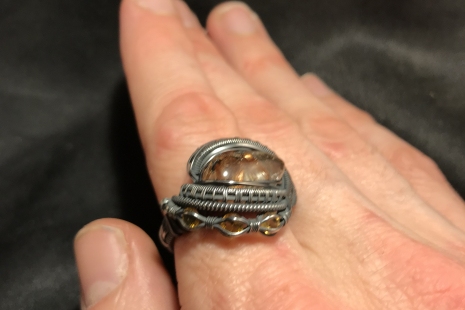 Rutile Quartz “Trinity Series” Silver Ring Size 9.5