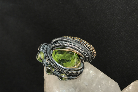 Peridot “Trinity Series” Oxidized Silver Ring SIZE 8.5-9
