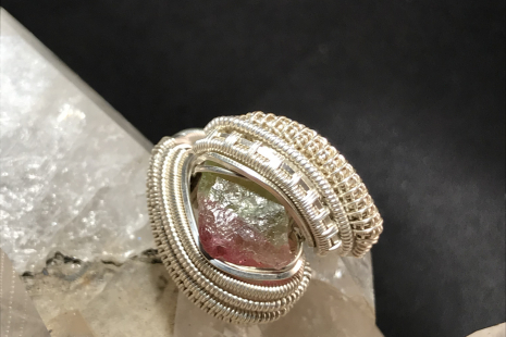 Watermelon Tourmaline Sterling Silver Ring Size 11