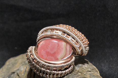 Rhodochrosite Sterling Silver Ring SIZE 7.5