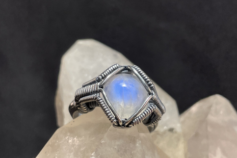 Moonstone Silver Ring Size 6