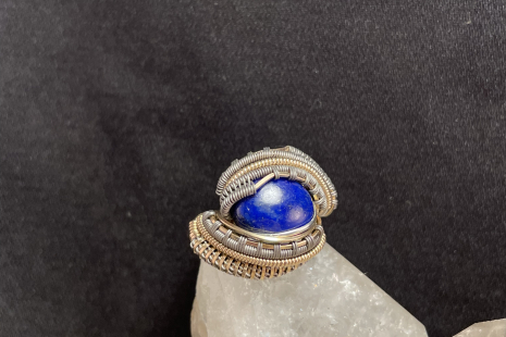 Lapis Lazuli Titanium w/ 14kt Gold Ring Size 10