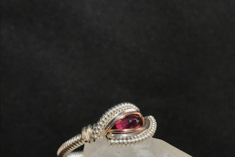 Faceted Garnet Silver “mini” Ring SIZE 6