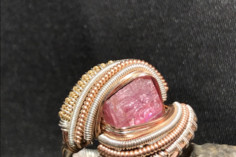 Pink Tourmaline Silver Ring SIZE 8