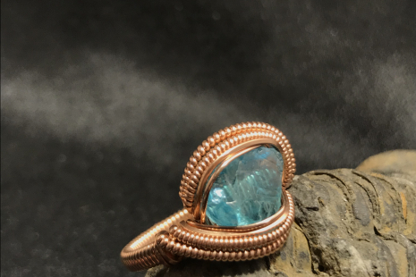 Brazilian Blue Apatite Rose Gold “mini” Ring SIZE 8