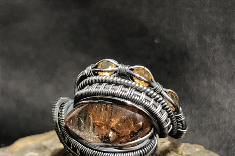 Rutile Quartz “Trinity Series” Silver Ring Size 9.5