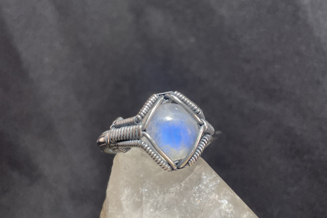 Moonstone Silver Ring Size 6