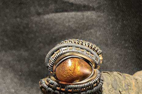 Fire Agate Oxidized Silver Ring SIZE 6.5