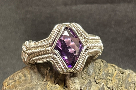 Amethyst Sterling Silver Symmetry Ring Size 9.5