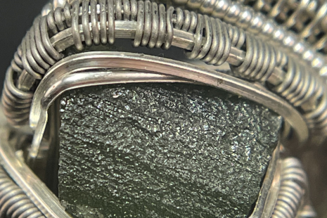 Moldavite Sterling Silver/Titanium Ring Size 11